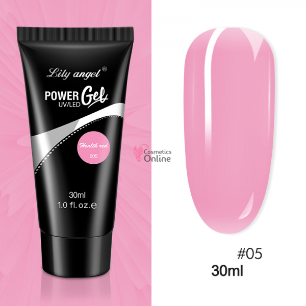 PolyAcril Gel UV/ LED pentru unghii false Lily Angel de 30 ML - 005 Health Red